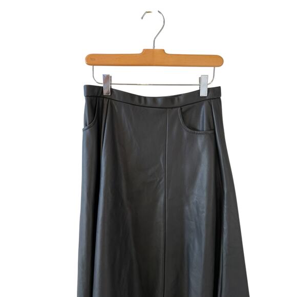 Lularoe Elegant Faux Leather Midi Flare Skirt Black M - Picture 2 of 5